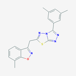 molecular formula C20H17N5OS B286845 3-{[3-(3,5-Dimethylphenyl)[1,2,4]triazolo[3,4-b][1,3,4]thiadiazol-6-yl]methyl}-7-methyl-1,2-benzisoxazole 