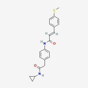 molecular formula C21H22N2O2S B2868459 (E)-N-(4-(2-(cyclopropylamino)-2-oxoethyl)phenyl)-3-(4-(methylthio)phenyl)acrylamide CAS No. 1798413-00-9