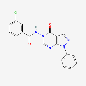 molecular formula C18H12ClN5O2 B2868462 3-chloro-N-(4-oxo-1-phenyl-1H-pyrazolo[3,4-d]pyrimidin-5(4H)-yl)benzamide CAS No. 899996-28-2