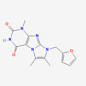 molecular formula C15H15N5O3 B2868474 8-(呋喃-2-基甲基)-1,6,7-三甲基-1H-咪唑并[2,1-f]嘌呤-2,4(3H,8H)-二酮 CAS No. 879448-69-8