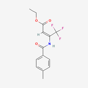 molecular formula C14H14F3NO3 B2868476 （2E）-4,4,4-三氟-3-[(4-甲苯基)甲酰胺基]丁-2-烯酸乙酯 CAS No. 400087-75-4