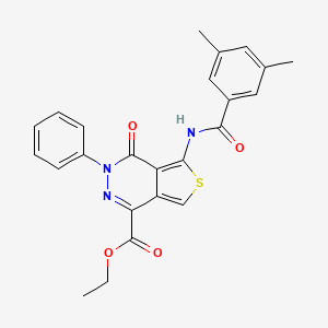 molecular formula C24H21N3O4S B2868482 5-[(3,5-二甲基苯甲酰)氨基]-4-氧代-3-苯基噻吩并[3,4-d]哒嗪-1-甲酸乙酯 CAS No. 851946-97-9