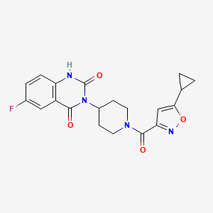 molecular formula C20H19FN4O4 B2868485 3-(1-(5-cyclopropylisoxazole-3-carbonyl)piperidin-4-yl)-6-fluoroquinazoline-2,4(1H,3H)-dione CAS No. 1903157-61-8