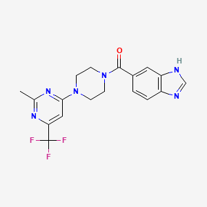 molecular formula C18H17F3N6O B2868488 (1H-benzo[d]imidazol-5-yl)(4-(2-methyl-6-(trifluoromethyl)pyrimidin-4-yl)piperazin-1-yl)methanone CAS No. 2034407-87-7