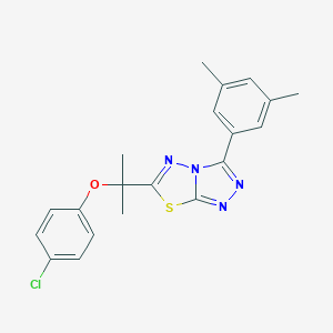 molecular formula C20H19ClN4OS B286849 4-Chlorophenyl 1-[3-(3,5-dimethylphenyl)[1,2,4]triazolo[3,4-b][1,3,4]thiadiazol-6-yl]-1-methylethyl ether 