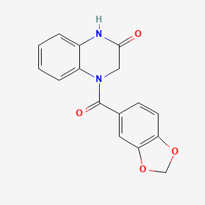 molecular formula C16H12N2O4 B2868500 4-(1,3-苯并二氧杂环-5-羰基)-1,3-二氢喹喔啉-2-酮 CAS No. 753468-90-5