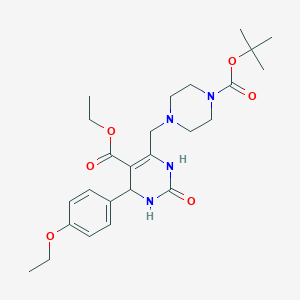 molecular formula C25H36N4O6 B2868507 Ethyl 6-((4-(tert-butoxycarbonyl)piperazin-1-yl)methyl)-4-(4-ethoxyphenyl)-2-oxo-1,2,3,4-tetrahydropyrimidine-5-carboxylate CAS No. 1252894-91-9