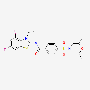 molecular formula C22H23F2N3O4S2 B2868508 (E)-4-((2,6-二甲基吗啉基)磺酰基)-N-(3-乙基-4,6-二氟苯并[d]噻唑-2(3H)-亚甲基)苯甲酰胺 CAS No. 905695-65-0