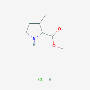 molecular formula C7H14ClNO2 B2868511 Methyl 3-methylpyrrolidine-2-carboxylate hydrochloride CAS No. 2173996-46-6