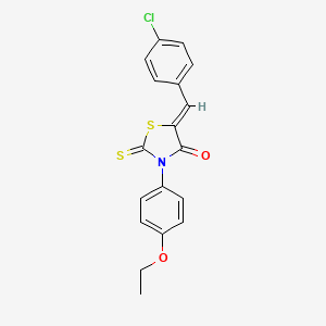 molecular formula C18H14ClNO2S2 B2868514 (5Z)-5-[(4-氯苯基)亚甲基]-3-(4-乙氧苯基)-2-硫代亚甲基-1,3-噻唑烷-4-酮 CAS No. 300817-92-9