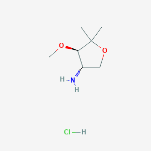 molecular formula C7H16ClNO2 B2868523 (3S,4R)-4-甲氧基-5,5-二甲氧基氧杂环-3-胺；盐酸盐 CAS No. 2418593-97-0