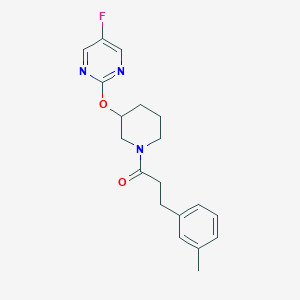 molecular formula C19H22FN3O2 B2868525 1-(3-((5-Fluoropyrimidin-2-yl)oxy)piperidin-1-yl)-3-(m-tolyl)propan-1-one CAS No. 2034577-68-7