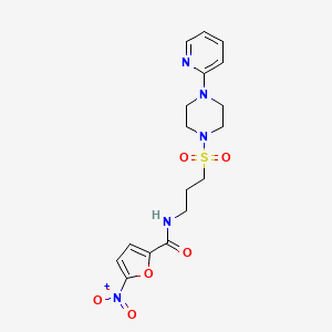molecular formula C17H21N5O6S B2868526 5-硝基-N-(3-((4-(吡啶-2-基)哌嗪-1-基)磺酰基)丙基)呋喃-2-甲酰胺 CAS No. 1021221-11-3