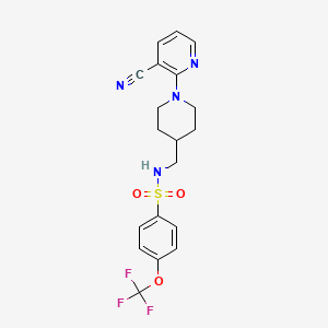 molecular formula C19H19F3N4O3S B2868529 N-((1-(3-氰基吡啶-2-基)哌啶-4-基)甲基)-4-(三氟甲氧基)苯磺酰胺 CAS No. 2034499-61-9