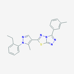 molecular formula C22H20N6S B286853 6-[1-(2-ethylphenyl)-5-methyl-1H-pyrazol-4-yl]-3-(3-methylphenyl)[1,2,4]triazolo[3,4-b][1,3,4]thiadiazole 