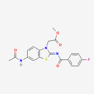 molecular formula C19H16FN3O4S B2868533 (Z)-甲基 2-(6-乙酰氨基-2-((4-氟苯甲酰)亚氨基)苯并[d]噻唑-3(2H)-基)乙酸酯 CAS No. 897734-36-0