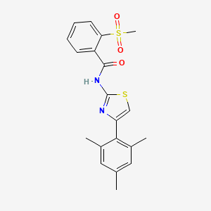 molecular formula C20H20N2O3S2 B2868538 N-(4-mesitylthiazol-2-yl)-2-(methylsulfonyl)benzamide CAS No. 896362-69-9