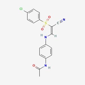 molecular formula C17H14ClN3O3S B2868539 (Z)-N-(4-((2-((4-chlorophenyl)sulfonyl)-2-cyanovinyl)amino)phenyl)acetamide CAS No. 1277174-64-7