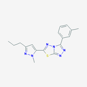 molecular formula C17H18N6S B286854 3-(3-methylphenyl)-6-(1-methyl-3-propyl-1H-pyrazol-5-yl)[1,2,4]triazolo[3,4-b][1,3,4]thiadiazole 