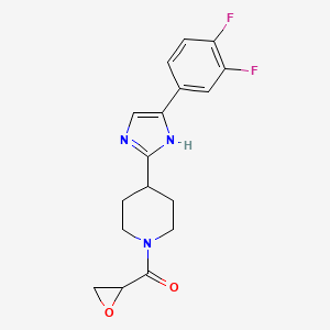 molecular formula C17H17F2N3O2 B2868547 [4-[5-(3,4-Difluorophenyl)-1H-imidazol-2-yl]piperidin-1-yl]-(oxiran-2-yl)methanone CAS No. 2411270-09-0