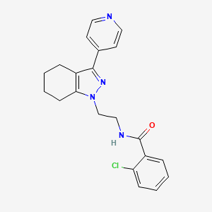 molecular formula C21H21ClN4O B2868548 2-chloro-N-(2-(3-(pyridin-4-yl)-4,5,6,7-tetrahydro-1H-indazol-1-yl)ethyl)benzamide CAS No. 1797975-43-9