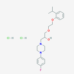 molecular formula C24H35Cl2FN2O3 B2868550 1-(4-(4-Fluorophenyl)piperazin-1-yl)-3-(2-(2-isopropylphenoxy)ethoxy)propan-2-ol dihydrochloride CAS No. 1216677-58-5