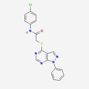 molecular formula C19H14ClN5OS B2868557 N-(4-chlorophenyl)-2-(1-phenylpyrazolo[3,4-d]pyrimidin-4-yl)sulfanylacetamide CAS No. 587009-39-0