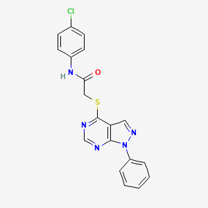 molecular formula C19H14ClN5OS B2868557 N-(4-氯苯基)-2-(1-苯基吡唑并[3,4-d]嘧啶-4-基)硫代乙酰胺 CAS No. 587009-39-0