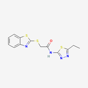 2-(1,3-benzothiazol-2-ylsulfanyl)-N-(5-ethyl-1,3,4-thiadiazol-2-yl)acetamide