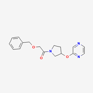 molecular formula C17H19N3O3 B2868568 2-(Benzyloxy)-1-(3-(pyrazin-2-yloxy)pyrrolidin-1-yl)ethanone CAS No. 2034528-35-1