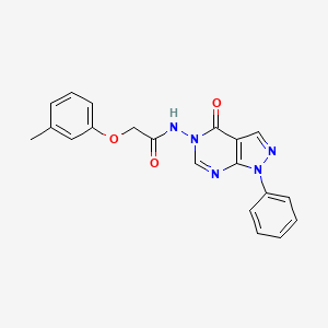 molecular formula C20H17N5O3 B2868570 N-(4-oxo-1-phenyl-1H-pyrazolo[3,4-d]pyrimidin-5(4H)-yl)-2-(m-tolyloxy)acetamide CAS No. 899946-30-6