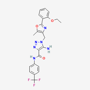 molecular formula C23H21F3N6O3 B2868583 5-amino-1-{[2-(2-ethoxyphenyl)-5-methyl-1,3-oxazol-4-yl]methyl}-N-[4-(trifluoromethyl)phenyl]-1H-1,2,3-triazole-4-carboxamide CAS No. 1116065-18-9