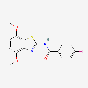 molecular formula C16H13FN2O3S B2868588 N-(4,7-dimethoxy-1,3-benzothiazol-2-yl)-4-fluorobenzamide CAS No. 912760-56-6