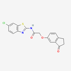 molecular formula C18H13ClN2O3S B2868594 N-(6-chlorobenzo[d]thiazol-2-yl)-2-((3-oxo-2,3-dihydro-1H-inden-5-yl)oxy)acetamide CAS No. 1203018-58-9