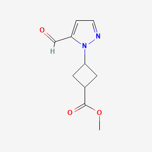 molecular formula C10H12N2O3 B2868595 Methyl 3-(5-formylpyrazol-1-yl)cyclobutane-1-carboxylate CAS No. 2253619-44-0