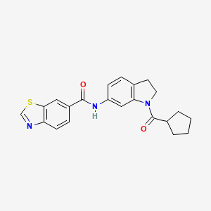 molecular formula C22H21N3O2S B2868599 N-(1-(cyclopentanecarbonyl)indolin-6-yl)benzo[d]thiazole-6-carboxamide CAS No. 1327532-71-7