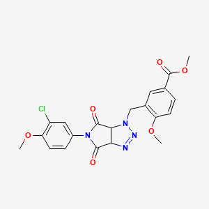 molecular formula C21H19ClN4O6 B2868600 methyl 3-{[5-(3-chloro-4-methoxyphenyl)-4,6-dioxo-4,5,6,6a-tetrahydropyrrolo[3,4-d][1,2,3]triazol-1(3aH)-yl]methyl}-4-methoxybenzoate CAS No. 1052604-94-0