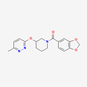 molecular formula C18H19N3O4 B2868601 Benzo[d][1,3]dioxol-5-yl(3-((6-methylpyridazin-3-yl)oxy)piperidin-1-yl)methanone CAS No. 2034577-06-3