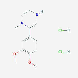 molecular formula C13H22Cl2N2O2 B2868613 2-(3,4-Dimethoxyphenyl)-1-methylpiperazine dihydrochloride CAS No. 1216608-15-9