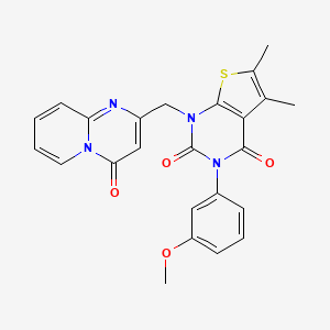 molecular formula C24H20N4O4S B2868617 3-(3-Methoxyphenyl)-5,6-dimethyl-1-[(4-oxopyrido[1,2-a]pyrimidin-2-yl)methyl]thieno[2,3-d]pyrimidine-2,4-dione CAS No. 899928-80-4