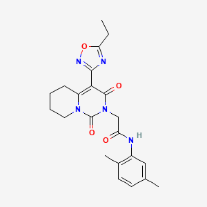 molecular formula C22H25N5O4 B2868626 N-(2,5-二甲苯基)-2-[4-(5-乙基-1,2,4-恶二唑-3-基)-1,3-二氧代-5,6,7,8-四氢-1H-吡啶并[1,2-c]嘧啶-2(3H)-基]乙酰胺 CAS No. 1775308-28-5