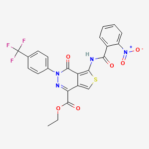 molecular formula C23H15F3N4O6S B2868628 5-[(2-硝基苯甲酰)氨基]-4-氧代-3-[4-(三氟甲基)苯基]噻吩并[3,4-d]吡啶二嗪-1-羧酸乙酯 CAS No. 851951-33-2