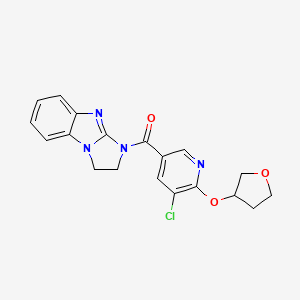 molecular formula C19H17ClN4O3 B2868629 (5-chloro-6-((tetrahydrofuran-3-yl)oxy)pyridin-3-yl)(2,3-dihydro-1H-benzo[d]imidazo[1,2-a]imidazol-1-yl)methanone CAS No. 1903277-09-7