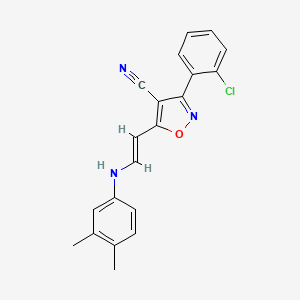 molecular formula C20H16ClN3O B2868632 3-(2-Chlorophenyl)-5-[2-(3,4-dimethylanilino)vinyl]-4-isoxazolecarbonitrile CAS No. 320424-87-1