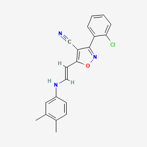 molecular formula C20H16ClN3O B2868632 3-(2-氯苯基)-5-[2-(3,4-二甲苯胺基)乙烯基]-4-异恶唑腈 CAS No. 320424-87-1