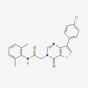 molecular formula C22H18ClN3O2S B2868634 2-[7-(4-chlorophenyl)-4-oxothieno[3,2-d]pyrimidin-3(4H)-yl]-N-(2,6-dimethylphenyl)acetamide CAS No. 1105241-86-8