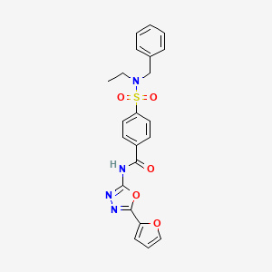 molecular formula C22H20N4O5S B2868637 4-[苄基(乙基)磺酰基]-N-[5-(呋喃-2-基)-1,3,4-恶二唑-2-基]苯甲酰胺 CAS No. 905680-13-9