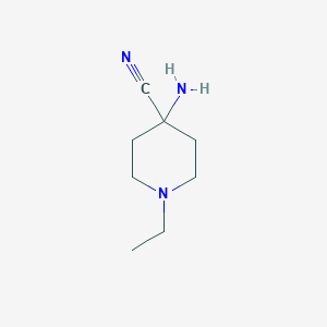 molecular formula C8H15N3 B2868672 4-Amino-1-ethylpiperidine-4-carbonitrile CAS No. 710350-60-0