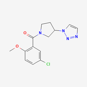 molecular formula C14H15ClN4O2 B2868678 (3-(1H-1,2,3-triazol-1-yl)pyrrolidin-1-yl)(5-chloro-2-methoxyphenyl)methanone CAS No. 1798517-85-7