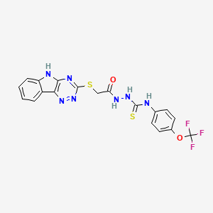 molecular formula C19H14F3N7O2S2 B2868679 4-(4-(三氟甲氧基)苯基)-1-(2-(2,3,6-三嗪并[5,4-B]吲-3-基硫代)乙酰)硫代氨基脲 CAS No. 1024581-30-3